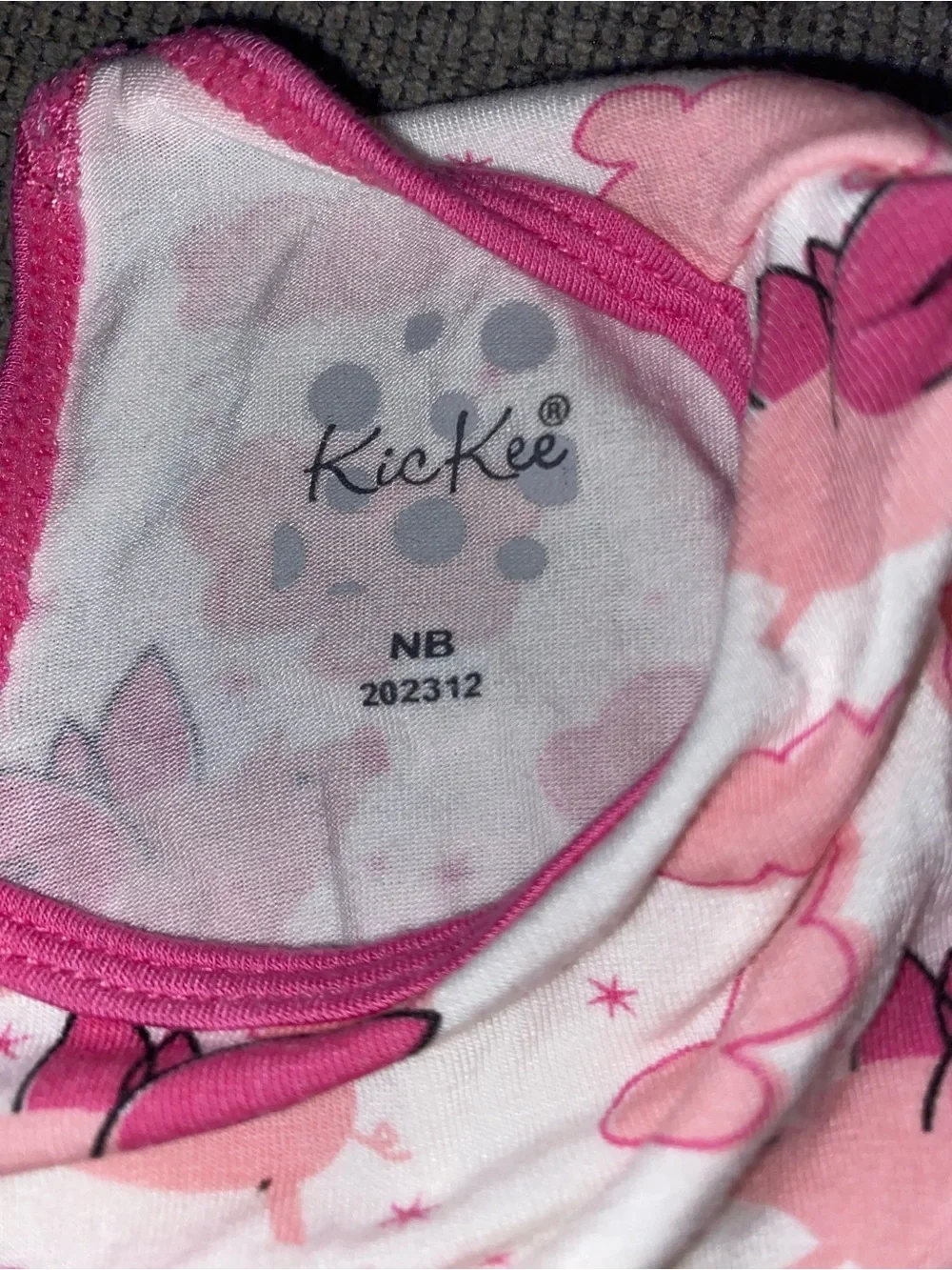 KicKee Pants Natural Flying Pigs Infant Sleep Gown Bamboo Pink NB GUC